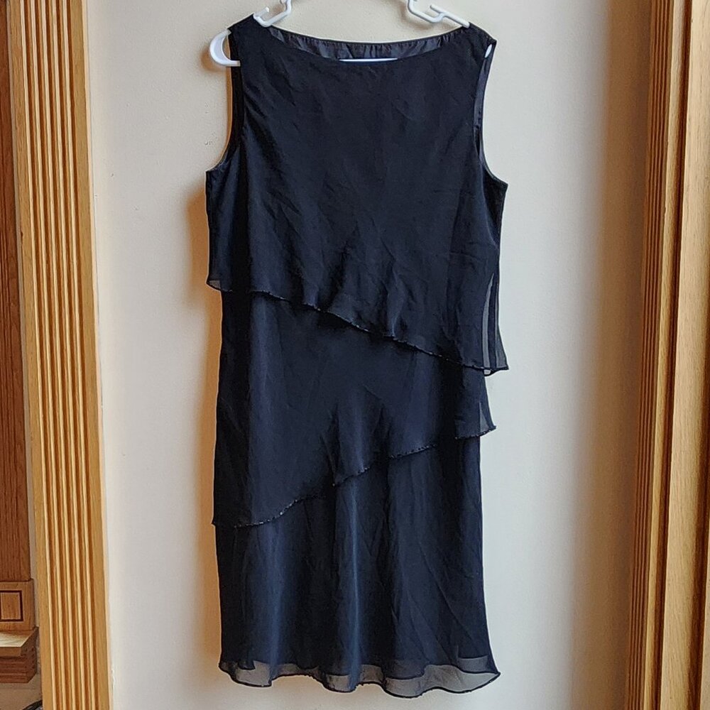 Jones New York Black Ruffle Layered Sleeveless Dress Size 14